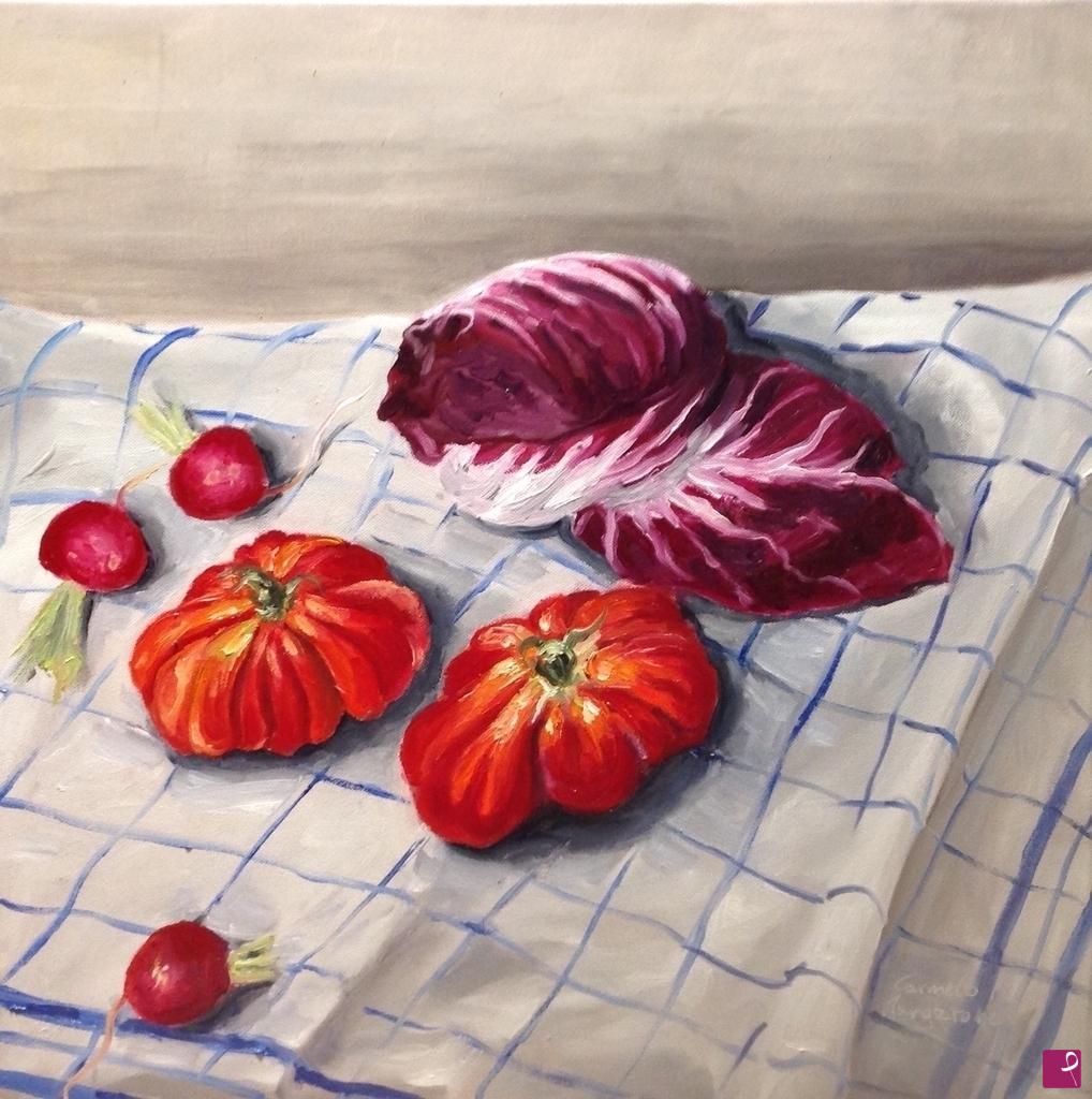 quadri in vendita online - Pomodoro cuore di bue e Radicchio