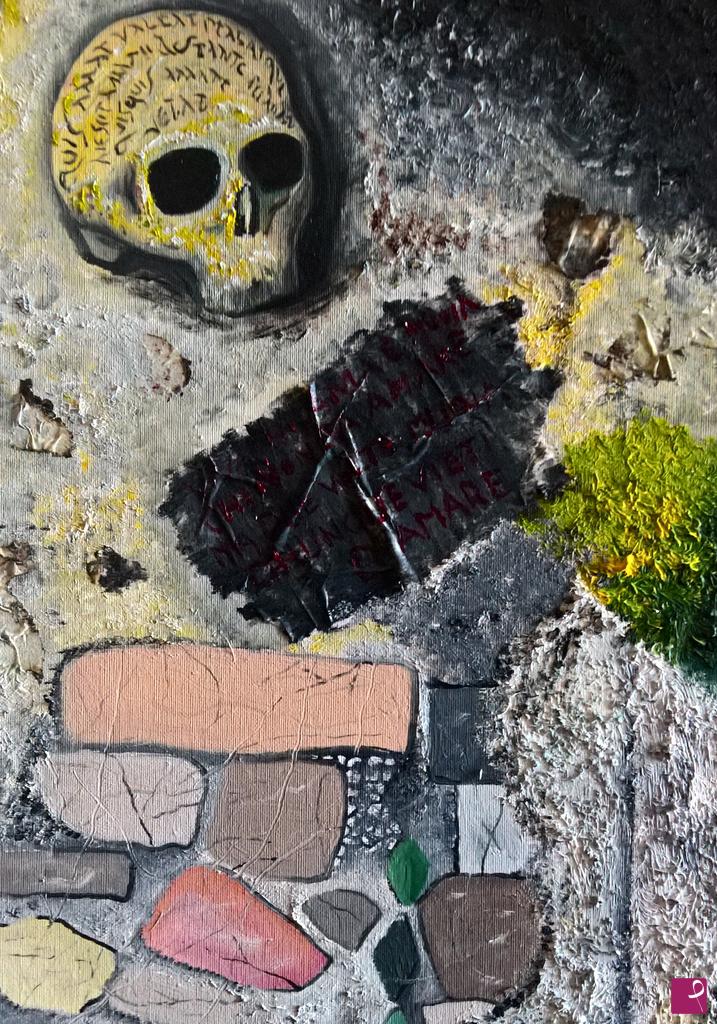 quadri in vendita online - "POMPEI FRAMMENTI " N.5 " VIVA CHI AMA E MUOIA CHI NON SA AMARE. MA DUE VOLTE MUOIA CHIUNQUE VIETI D'AMARE" parole eterne da Pompei.