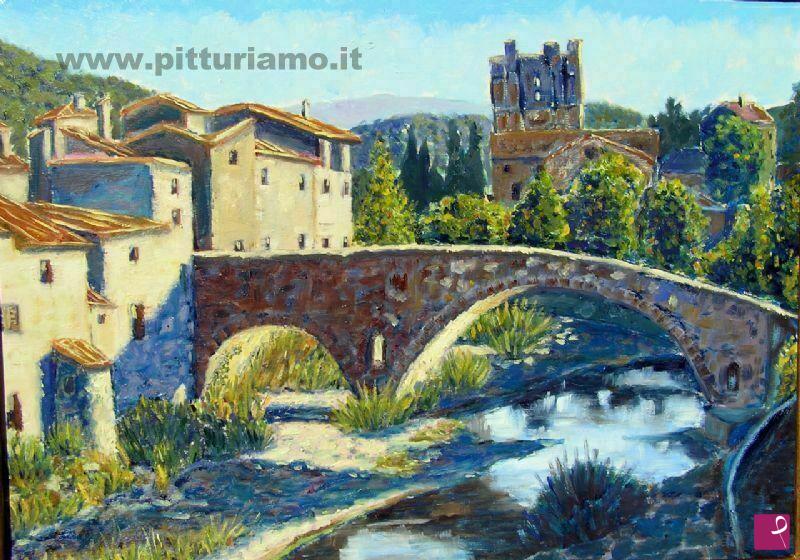 quadri in vendita online - Ponte a Lagrasse - Francia