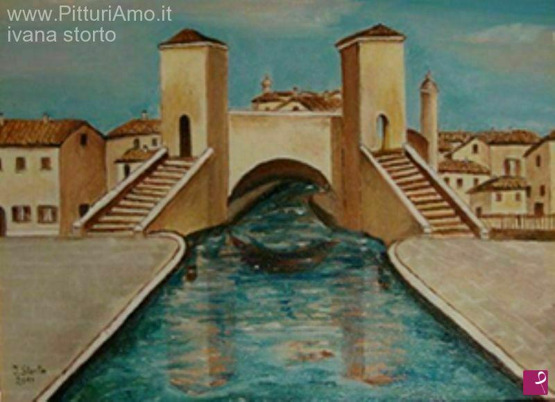 quadri in vendita online - Ponte con torri