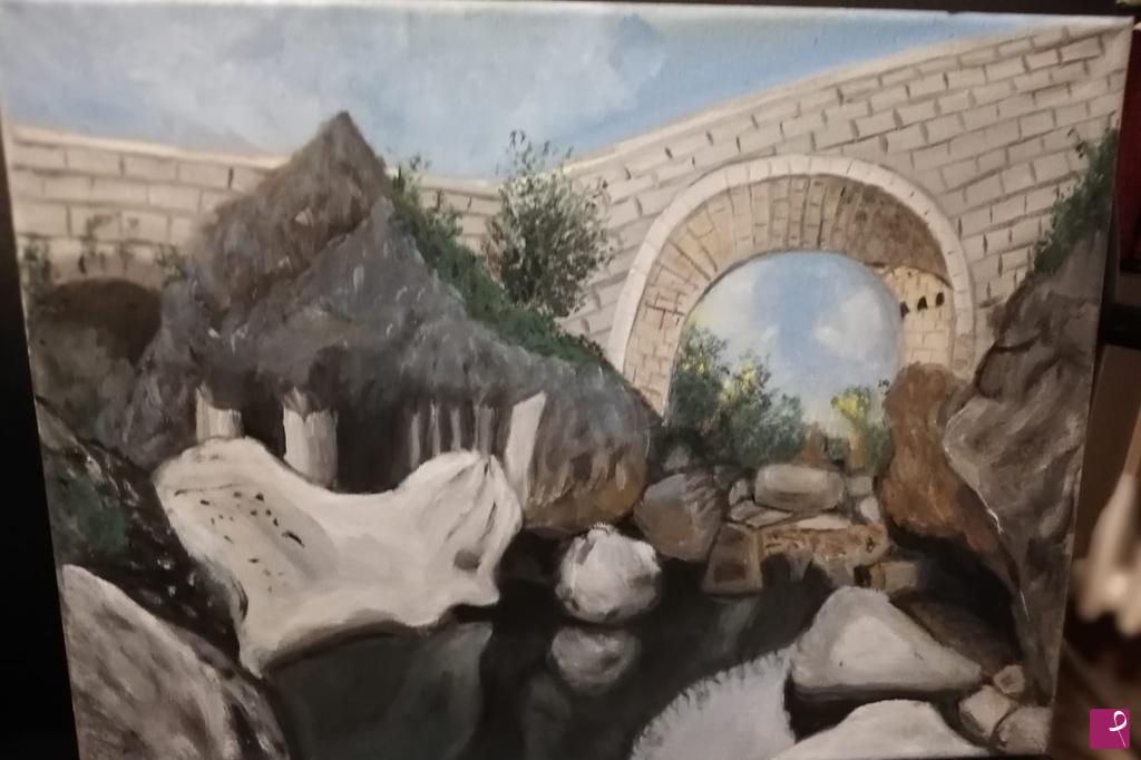 quadri in vendita online - Ponte sul fiume trigno