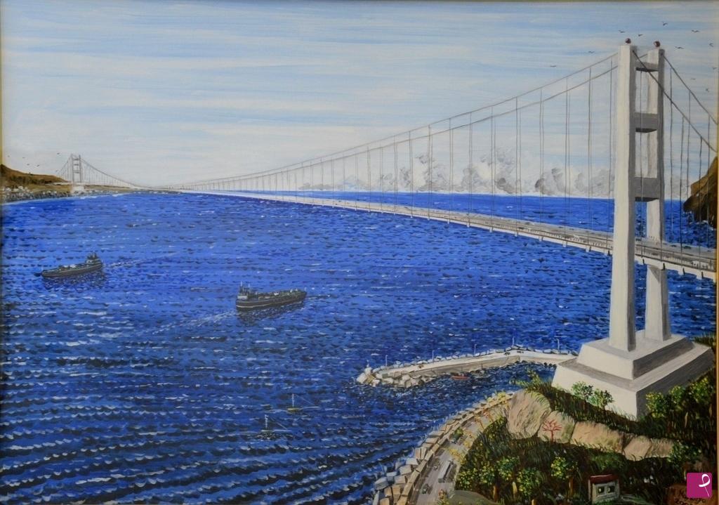 quadri in vendita online - PONTE SULLO STRETTO DI MESSINA