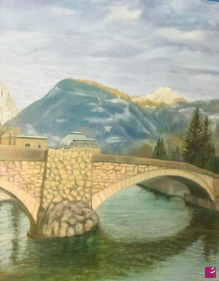 quadri in vendita online - Ponte vecchio di San Pellegrino Terme 