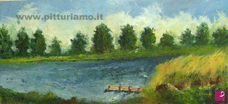 quadri in vendita online - pontile sul lago