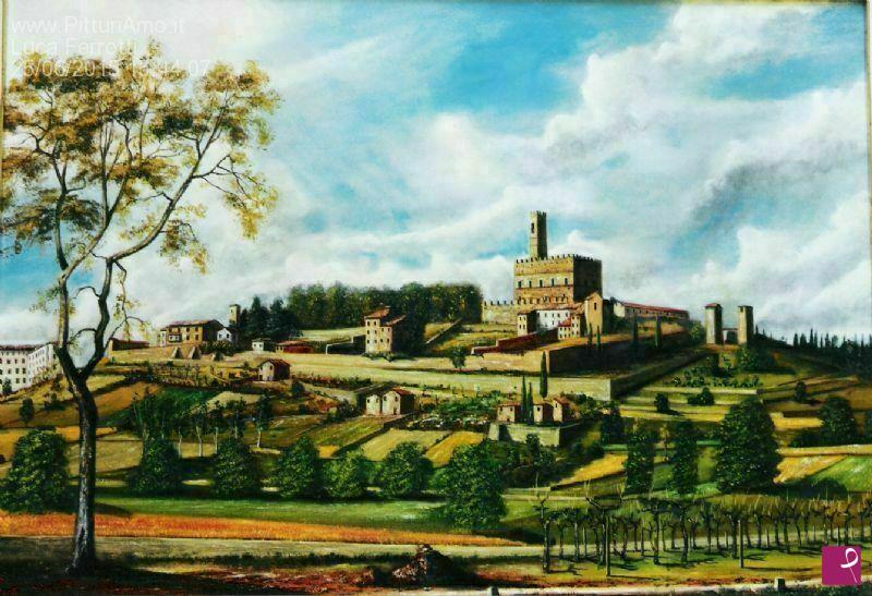 quadri in vendita online - Poppi con la rocca dei conti Guidi.
