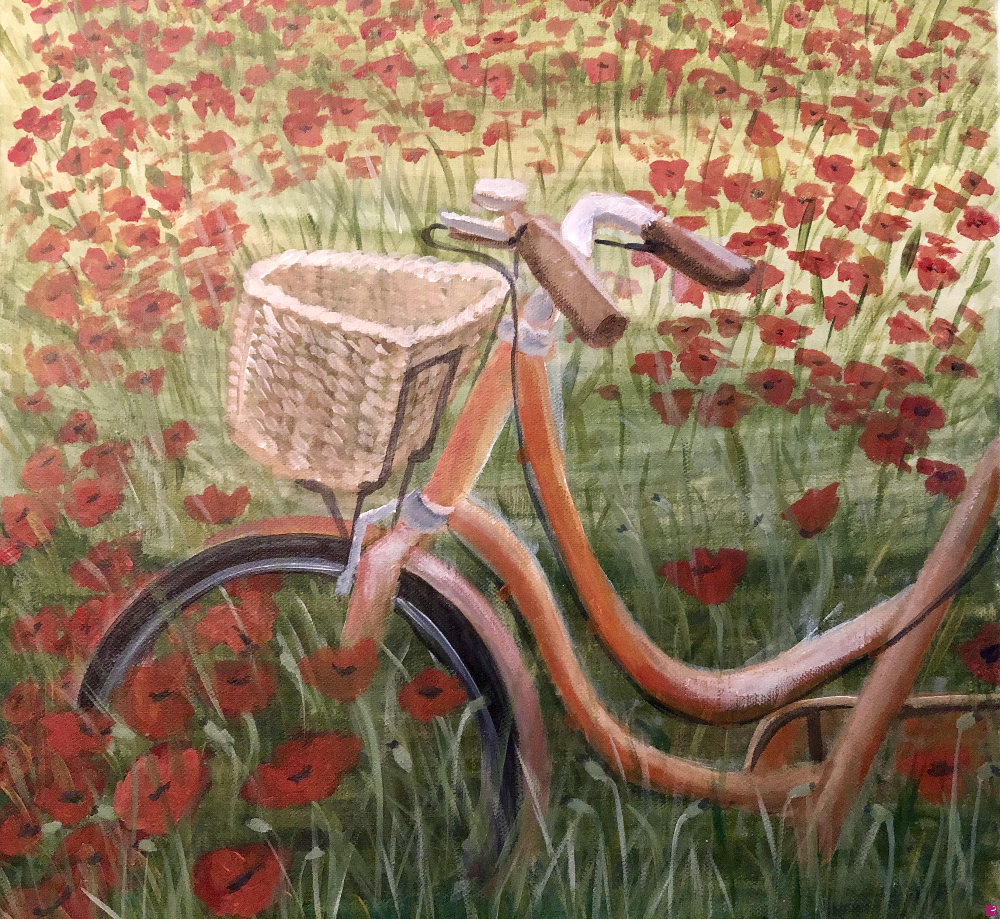 quadri in vendita online - Poppies & bicycle