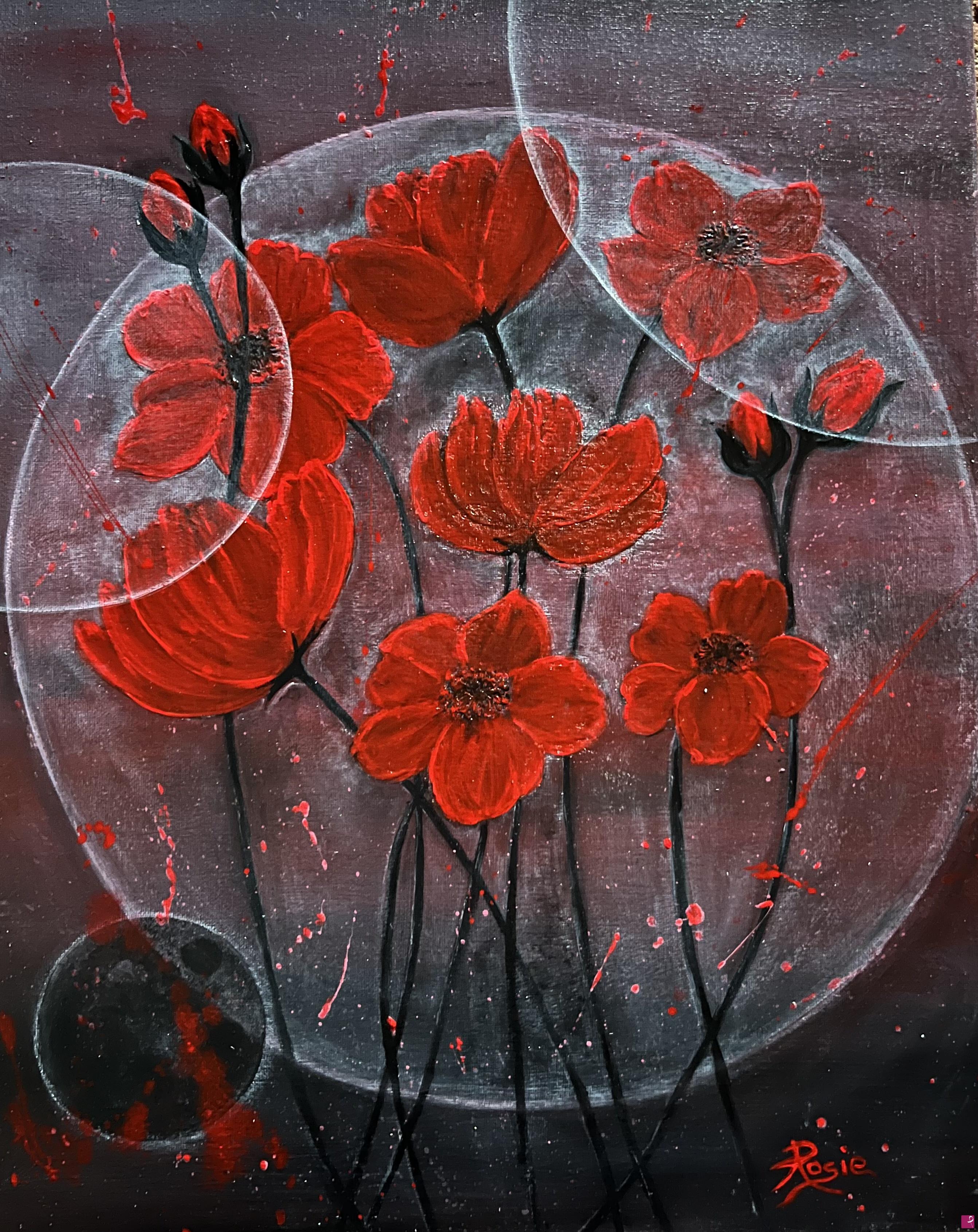 quadri in vendita online - Poppies in the dark