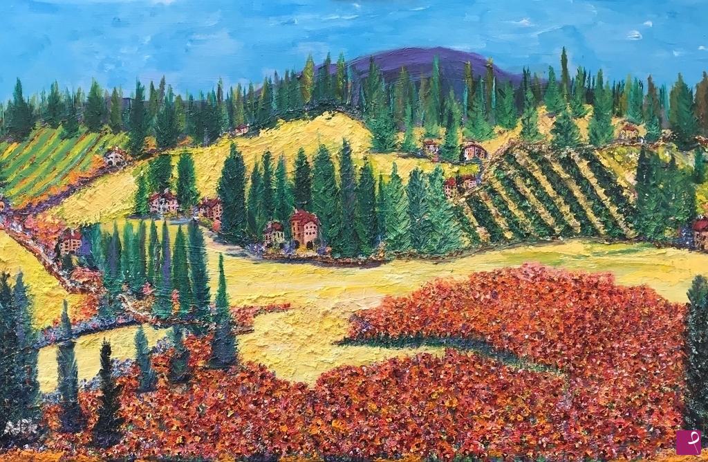 quadri in vendita online - Poppies in Tuscany