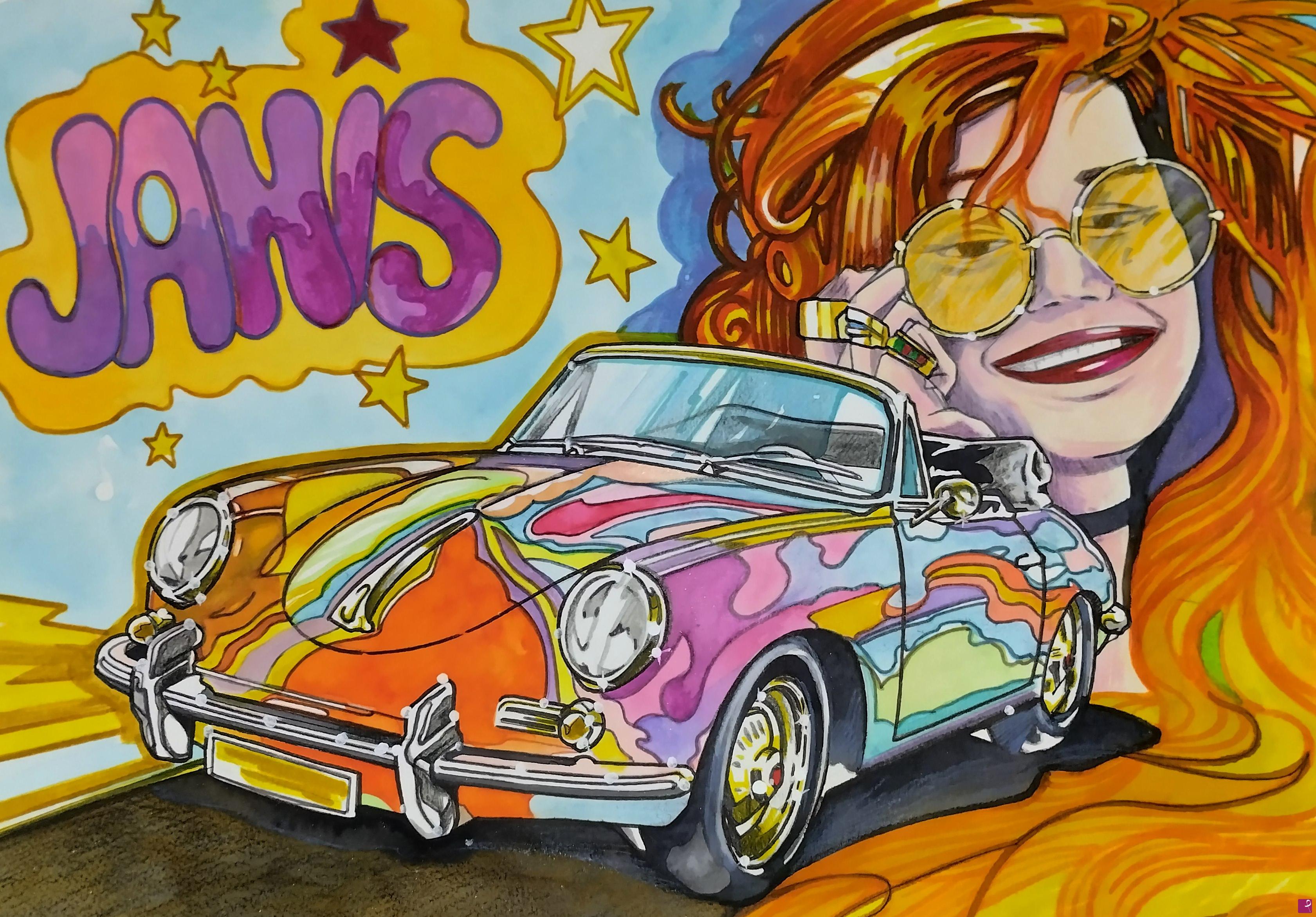quadri in vendita online - PORSCHE 356 JANIS JOPLIN 