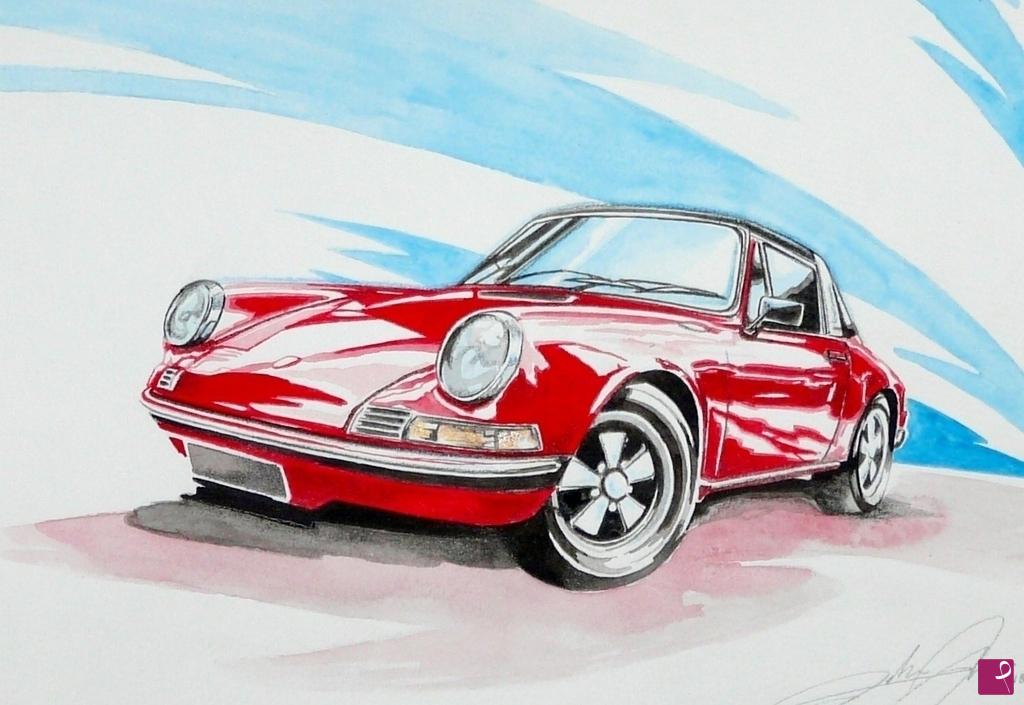 quadri in vendita online - PORSCHE TARGA 