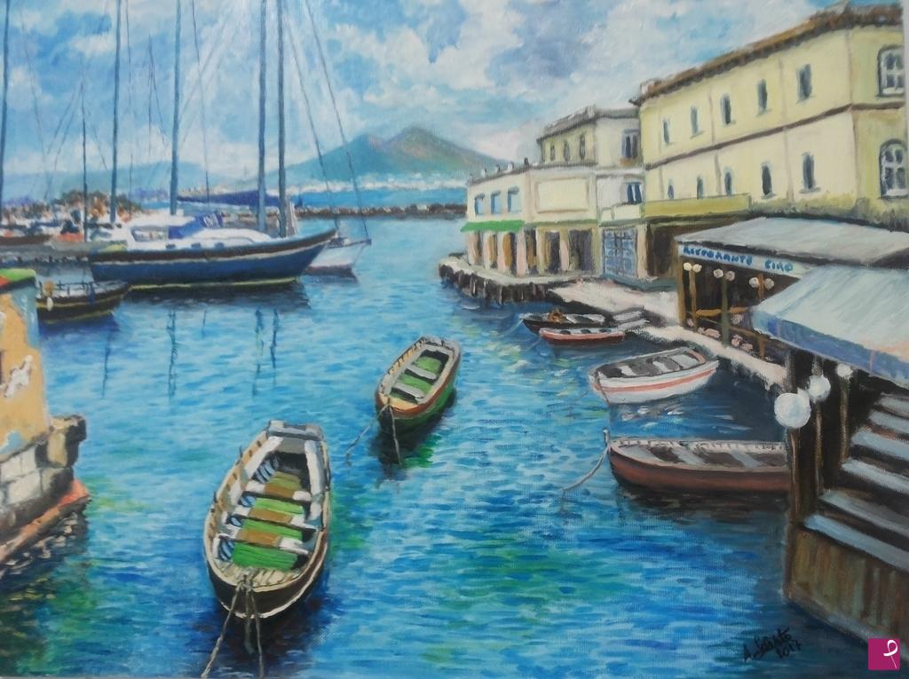 quadri in vendita online - Porticciolo borgo marinaro Napoli