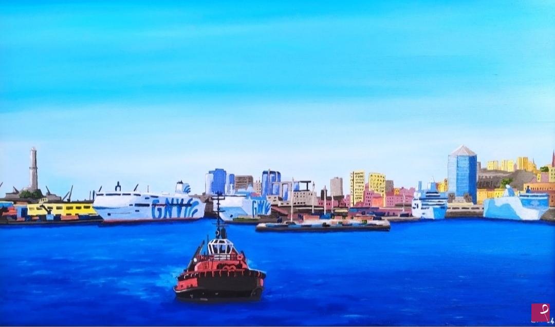 quadri in vendita online - Porto di Genova sponda Ovest