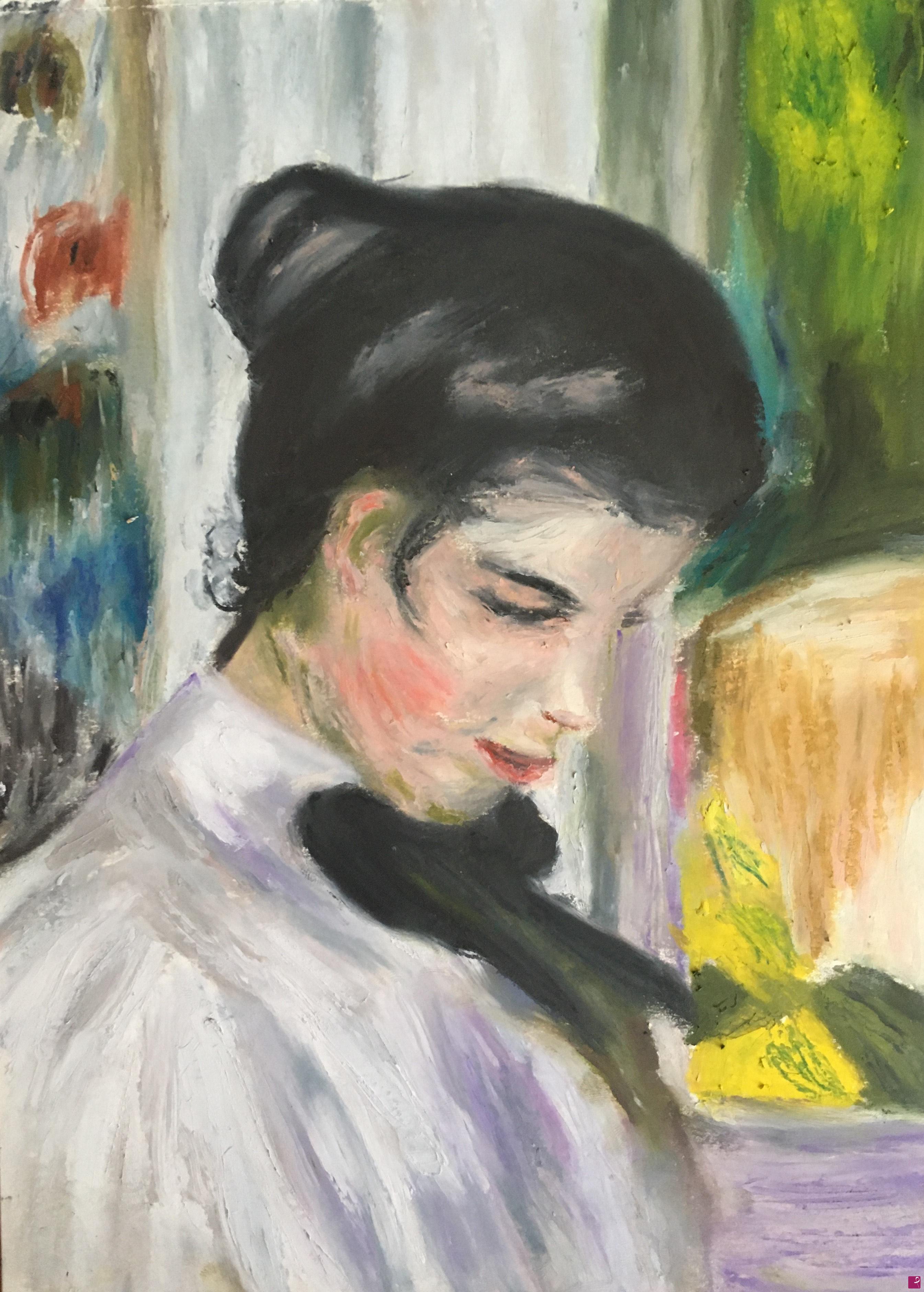 quadri in vendita online - Portrait d'une jeune femme de profil