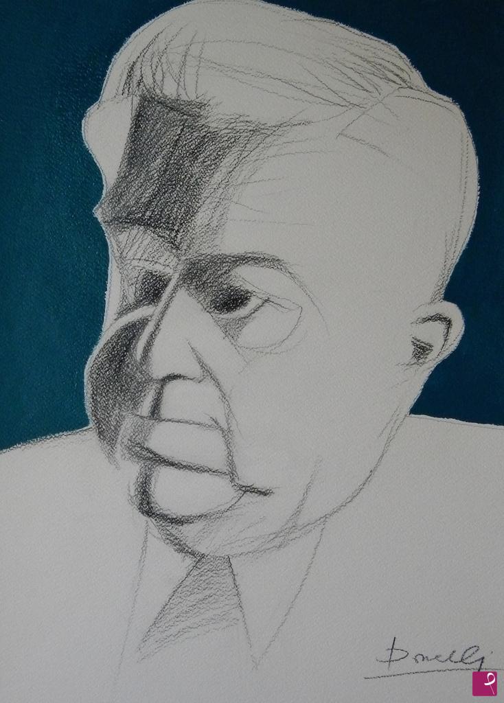 quadri in vendita online - Portrait of Eugenio Montale