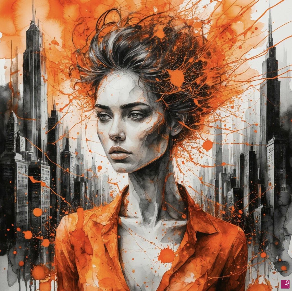 quadri in vendita online - Portrait woman in city