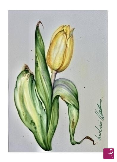 quadri in vendita online - Poster stampa originale con fiore tulipano giallo