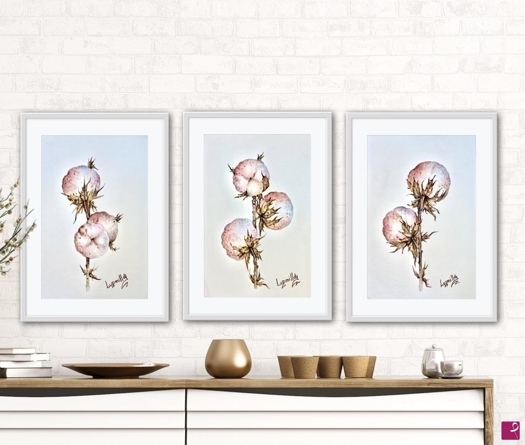 quadri in vendita online - Poster stampa originale con fiori di cotone