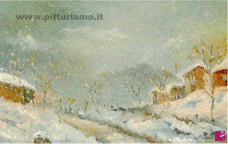 quadri in vendita online - prealpi lombarde - nevicata