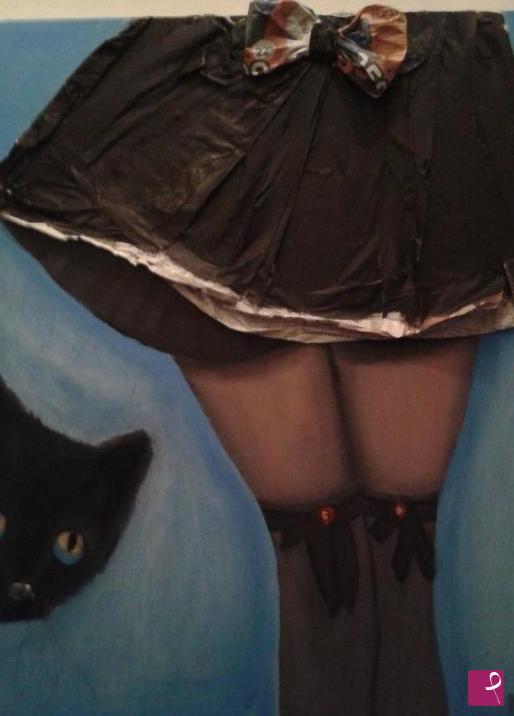 quadri in vendita online - Pretty Woman with cat