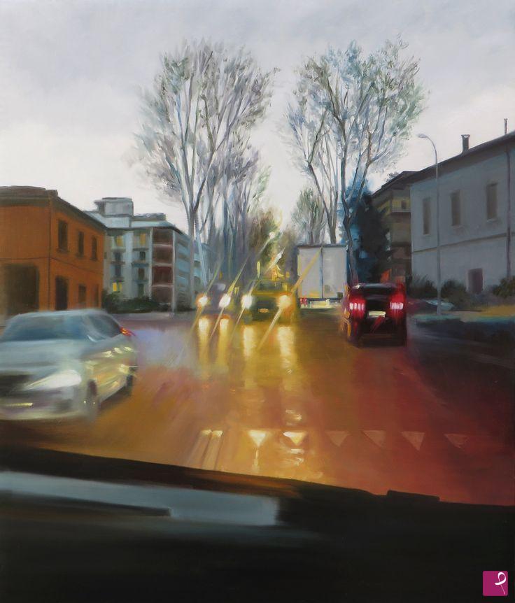quadri in vendita online - Prima del viale, olio su tela 2023