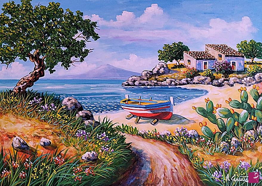 quadri in vendita online - Primavera al mare - www.paesaggicammarata.it