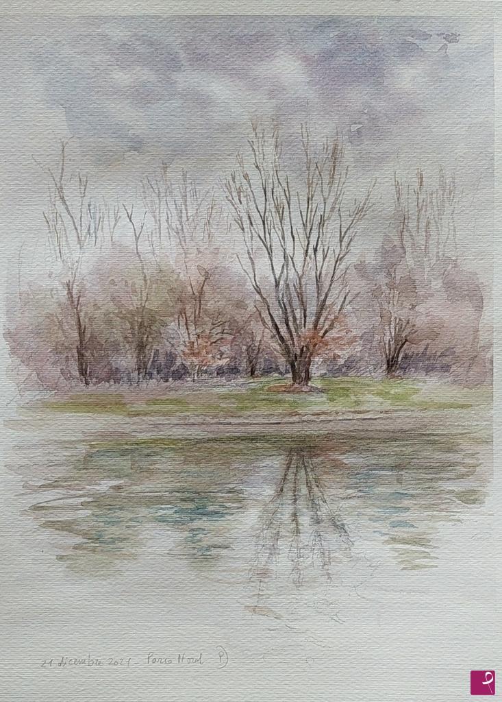 quadri in vendita online - Primo giorno d'inverno, plein air al Parco Nord