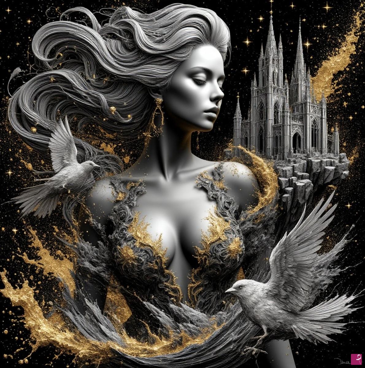 quadri in vendita online - Princess and doves