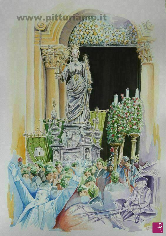 quadri in vendita online - Processione di Santa Lucia a Siracusa