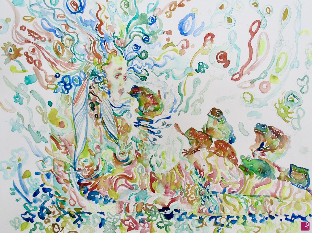 quadri in vendita online - PSYCHEDELIC GODDESS WITH TOADS ( DEA PSICHEDELICA CON ROSPI )