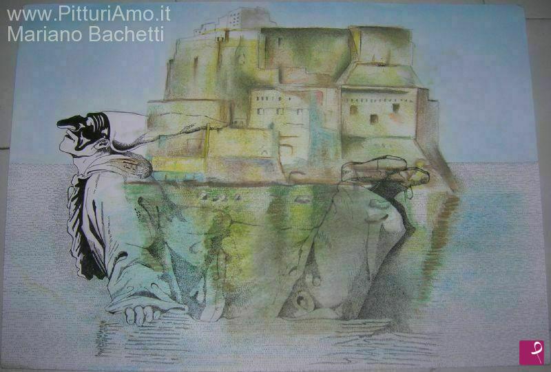 quadri in vendita online - Pulcinella e Castel Dell'Ovo