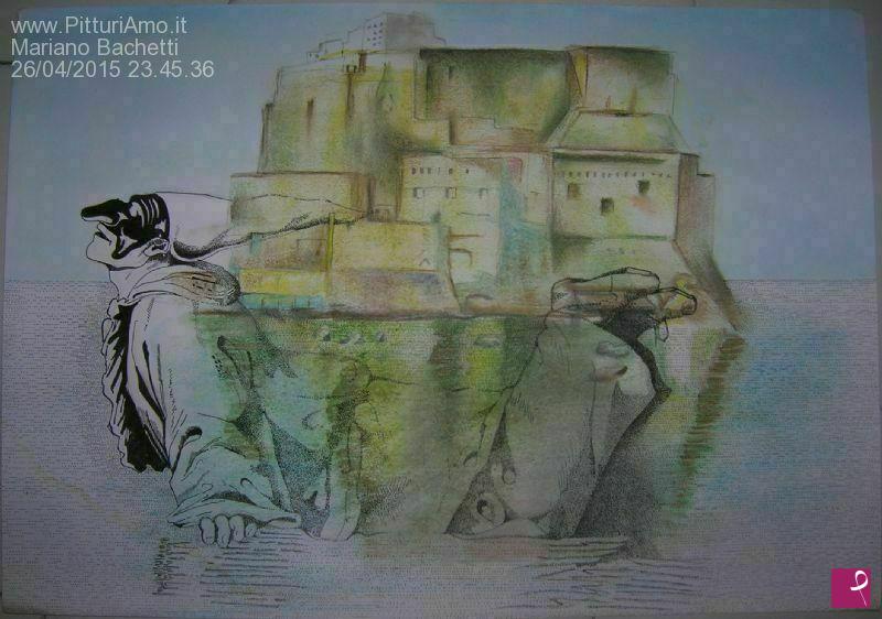 quadri in vendita online - Pulcinella e Castel Dell'Ovo