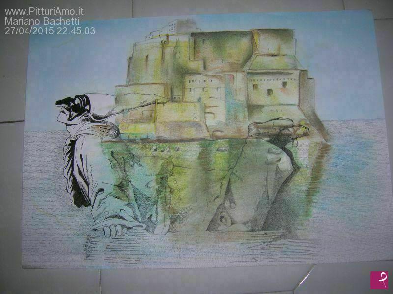 quadri in vendita online - Pulcinella e Castel Dell'Ovo