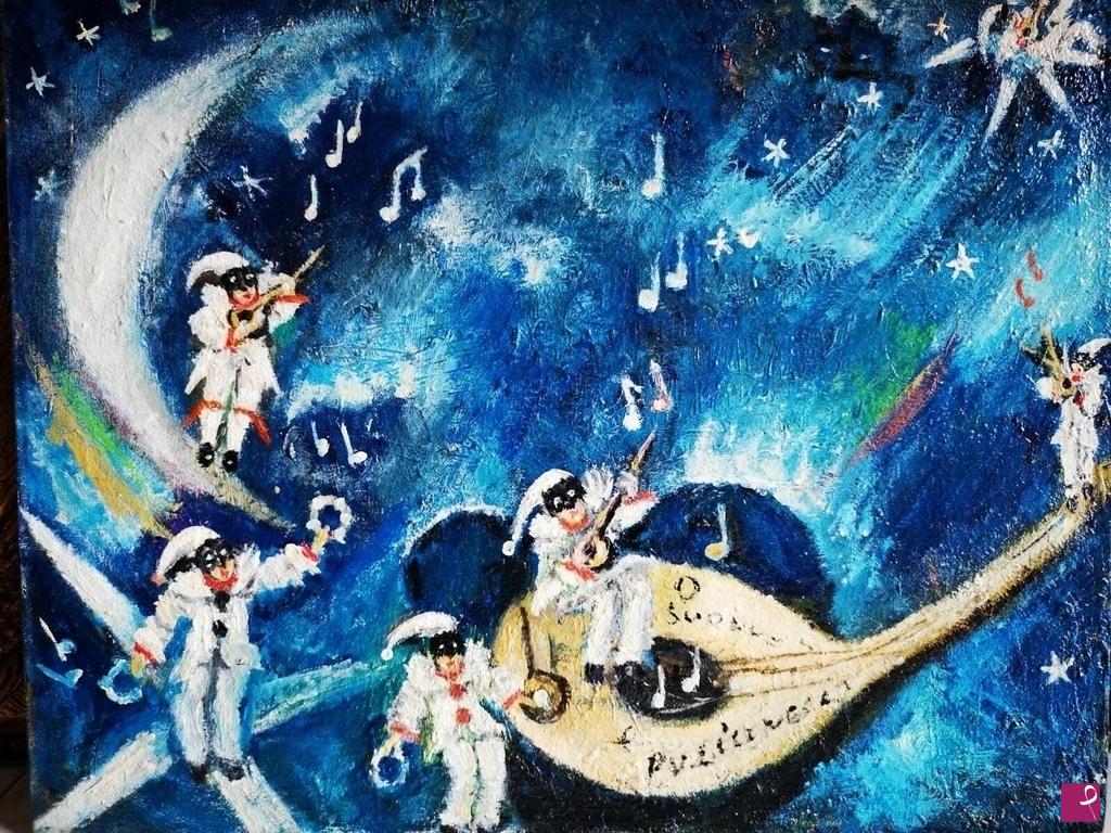 quadri in vendita online - Pulcinella in the space