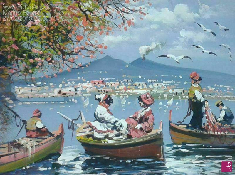 quadri in vendita online - PULCINELLA PESCATORE DI DONNE