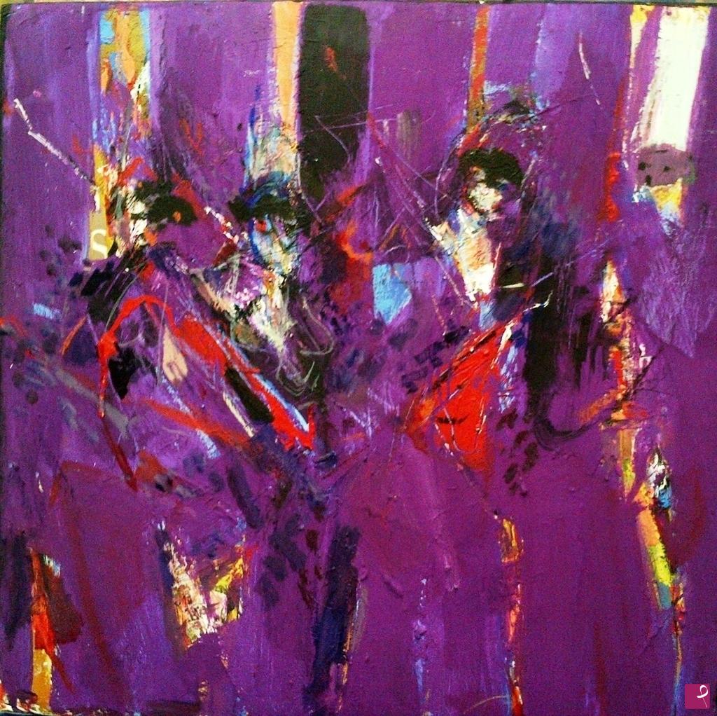 quadri in vendita online - Pulcinelli in viola