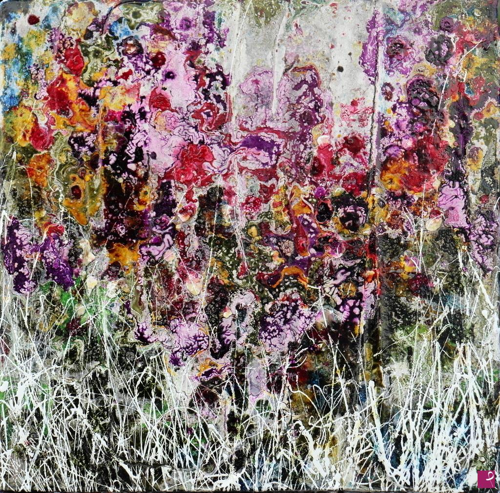 quadri in vendita online - Purple and poppies