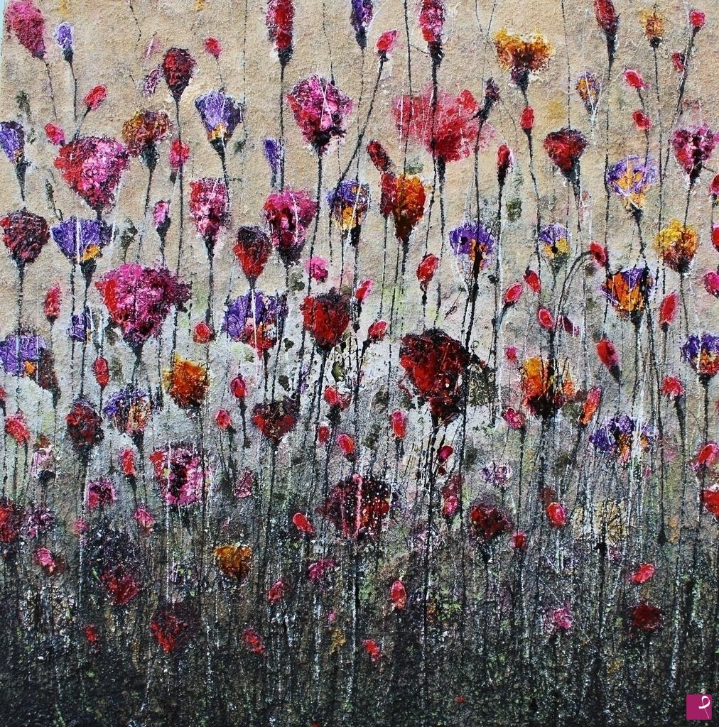 quadri in vendita online - Purple, poppies and love
