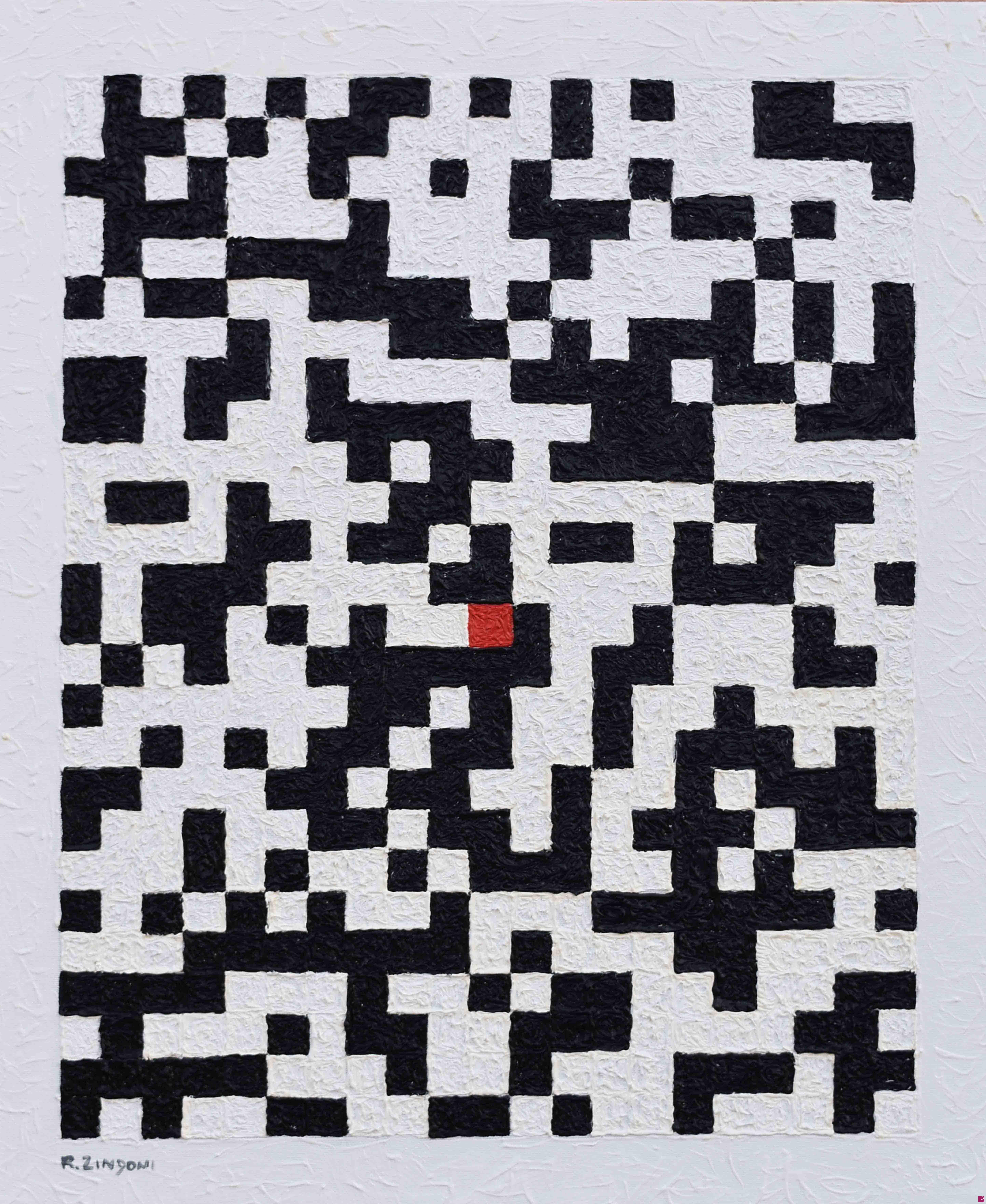 quadri in vendita online - Quadrato Rosso imprime cambiamento a struttura caotica a base di probabilità pari a 1/2