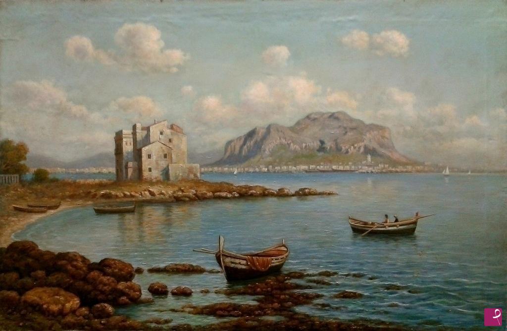 quadri in vendita online - QUADRI IN VENDITA - Paesaggio marino con Monte Pellegrino