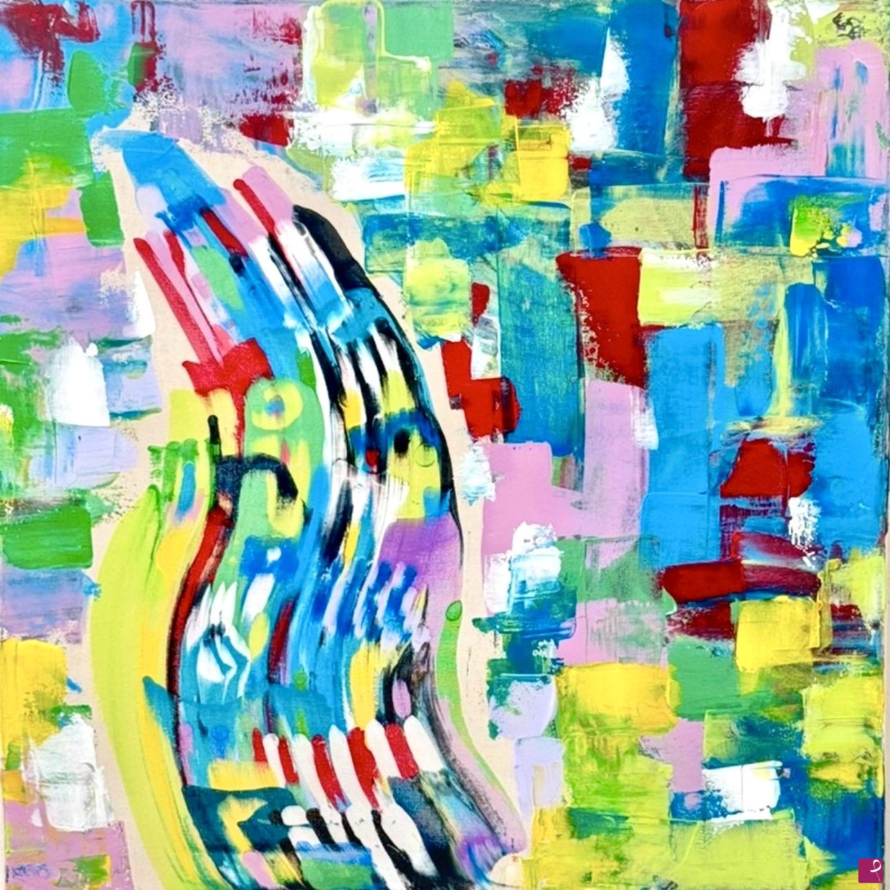 quadri in vendita online - Quadro astratto moderno colorato dipinto a mano su tela 50×50