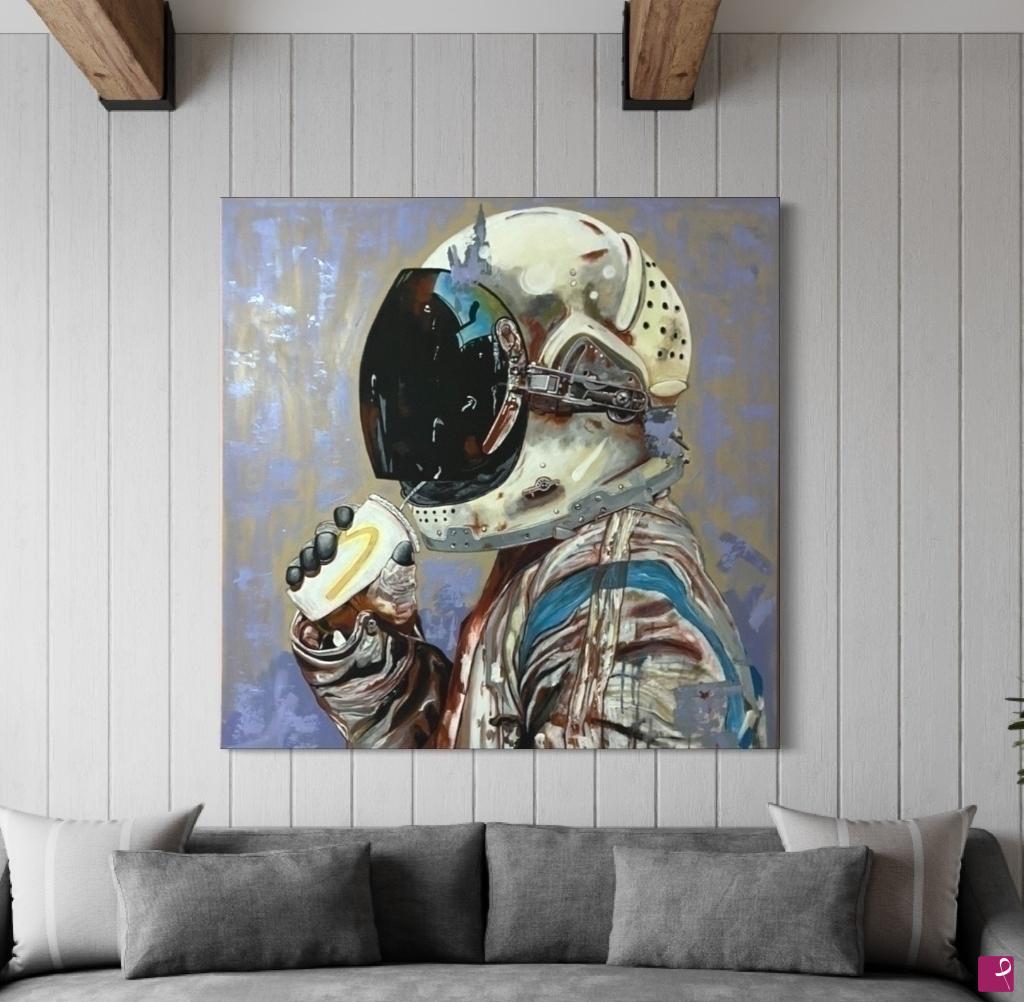 quadri in vendita online - Quadro moderno Mc donald’s Astronauta  dipinto a mano