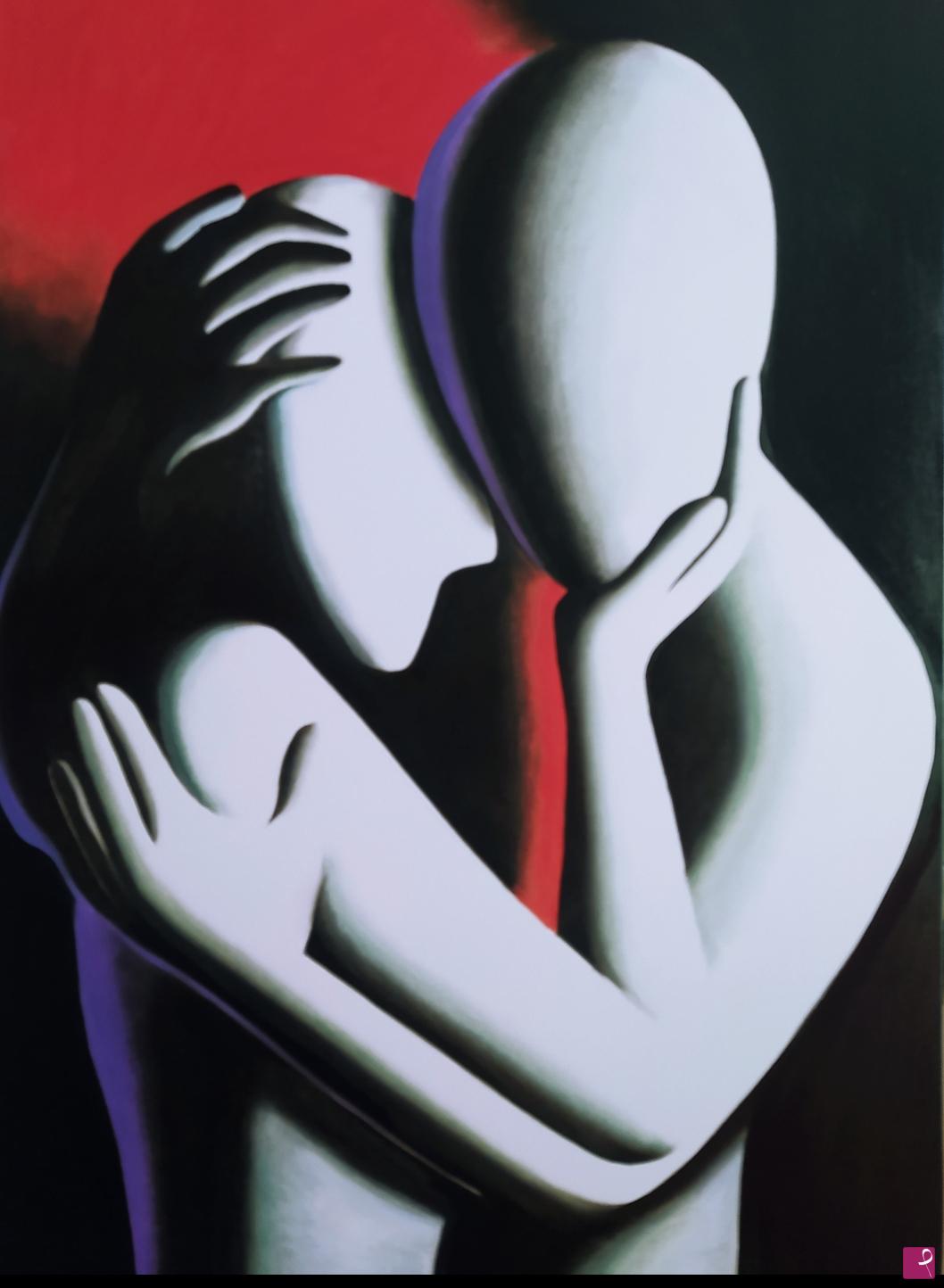 quadri in vendita online - Quadro olio arte moderna astratto abbraccio buzzoni