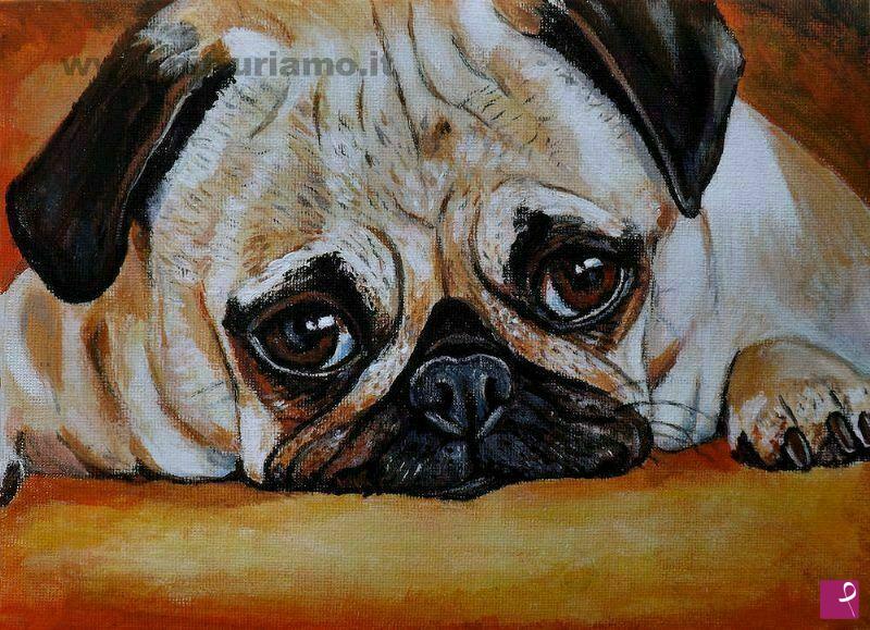quadri in vendita online - quadro ritratto cane CARLINO acrilico