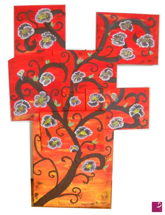 quadri in vendita online - QUADRO SCULTURA  ALBERO IN FIORE