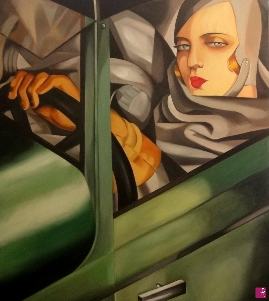quadri in vendita online - Quadro Tamara De Lempicka olio su tela Bugatti Verde 