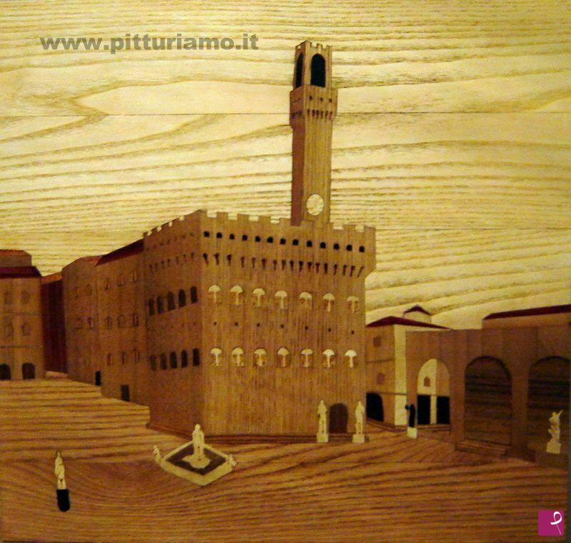 quadri in vendita online - Quadro tarsia in legno,Piazza della Signoria,Firenze