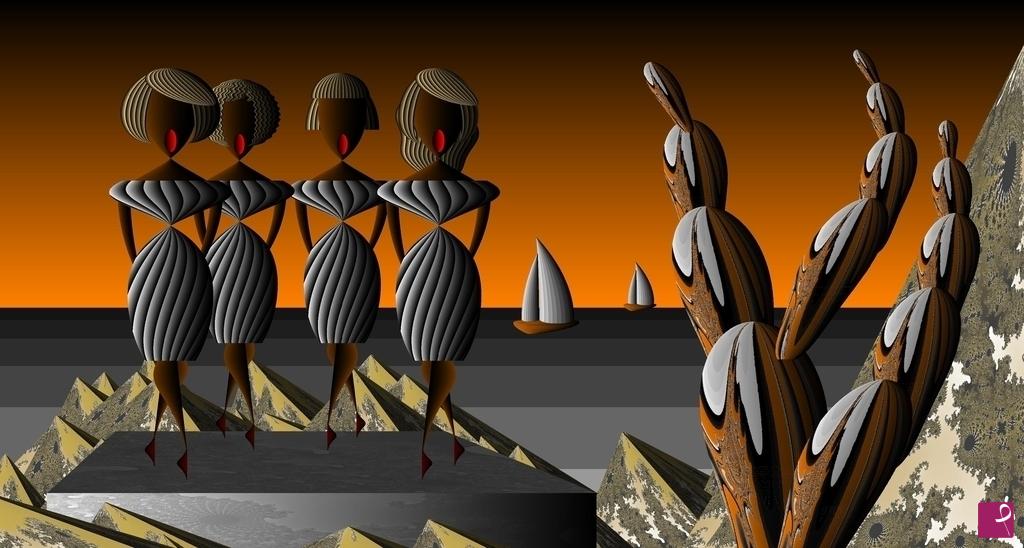 quadri in vendita online - Quartetto gospel sul mare