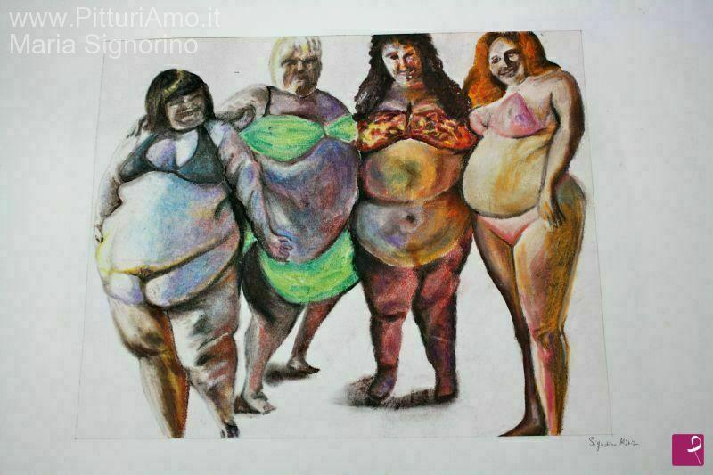 quadri in vendita online - Quattro Amiche in spiaggia