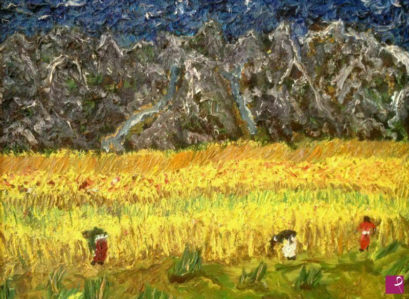 quadri in vendita online - Raccolta di grano
