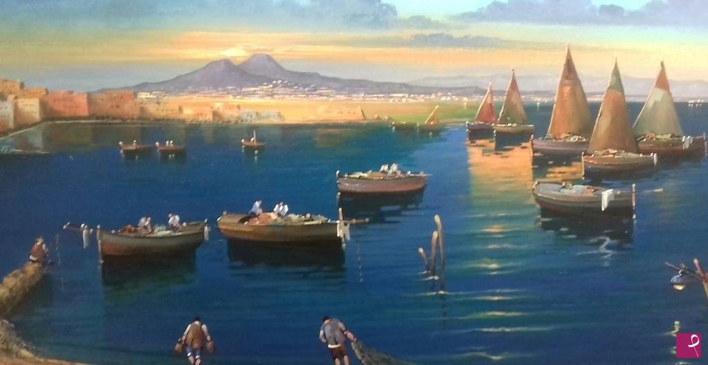 quadri in vendita online - Raduno di pescatori nel Golfo di Napoli